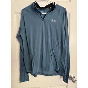 Under Armour Run Lightweight Blue Stripe Quarter Zip Pullover Sweatshirt Sz: XL